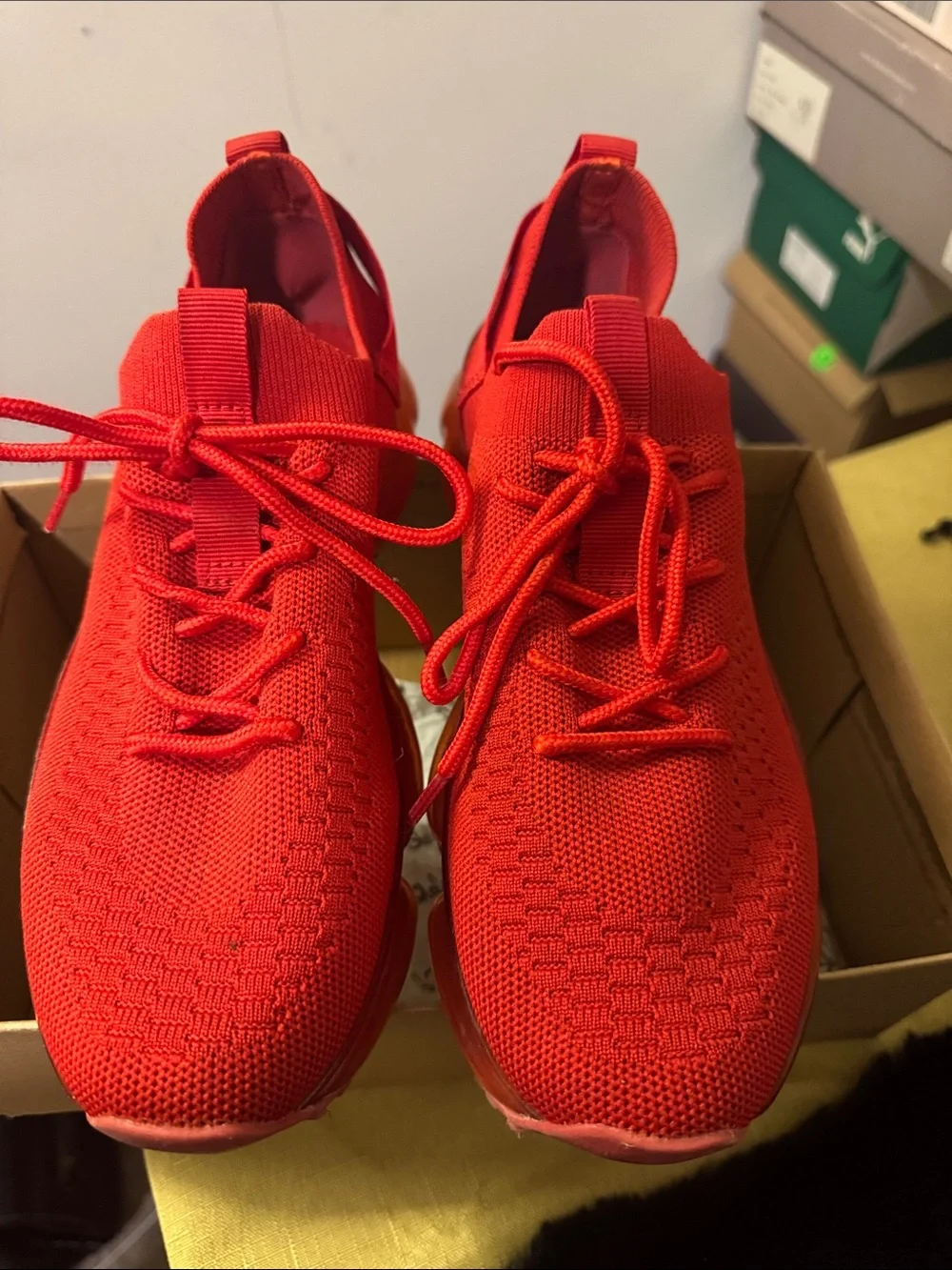 Men's Red Knit Athletic Sneakers